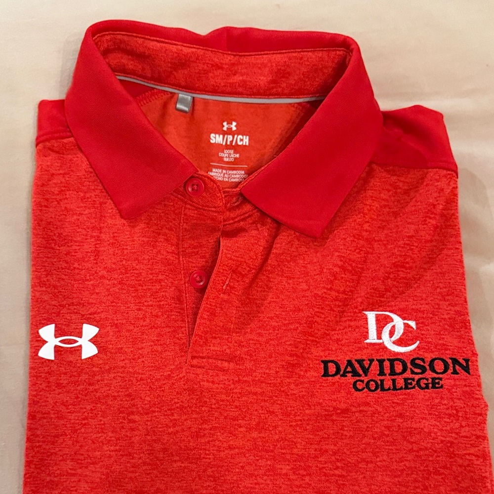 Under Armour Red Polo Shirt with Davidson College Logo